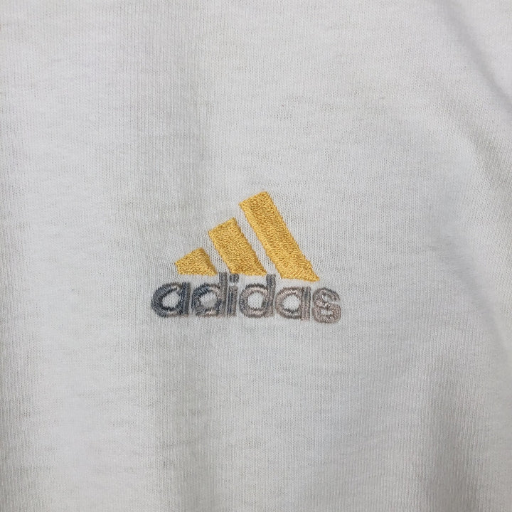 90'S Adidas Long Sleeve T-Shirt, Made in USA, Men's L Size, Vintage cotton white type Vintage Second Hand