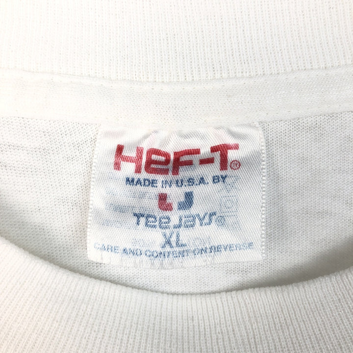 90'S Tee Jays HEF-T Long-Sleeve T-Shirt, Made in USA, Men's XL Equivalent, Vintage cotton white type Vintage Second Hand