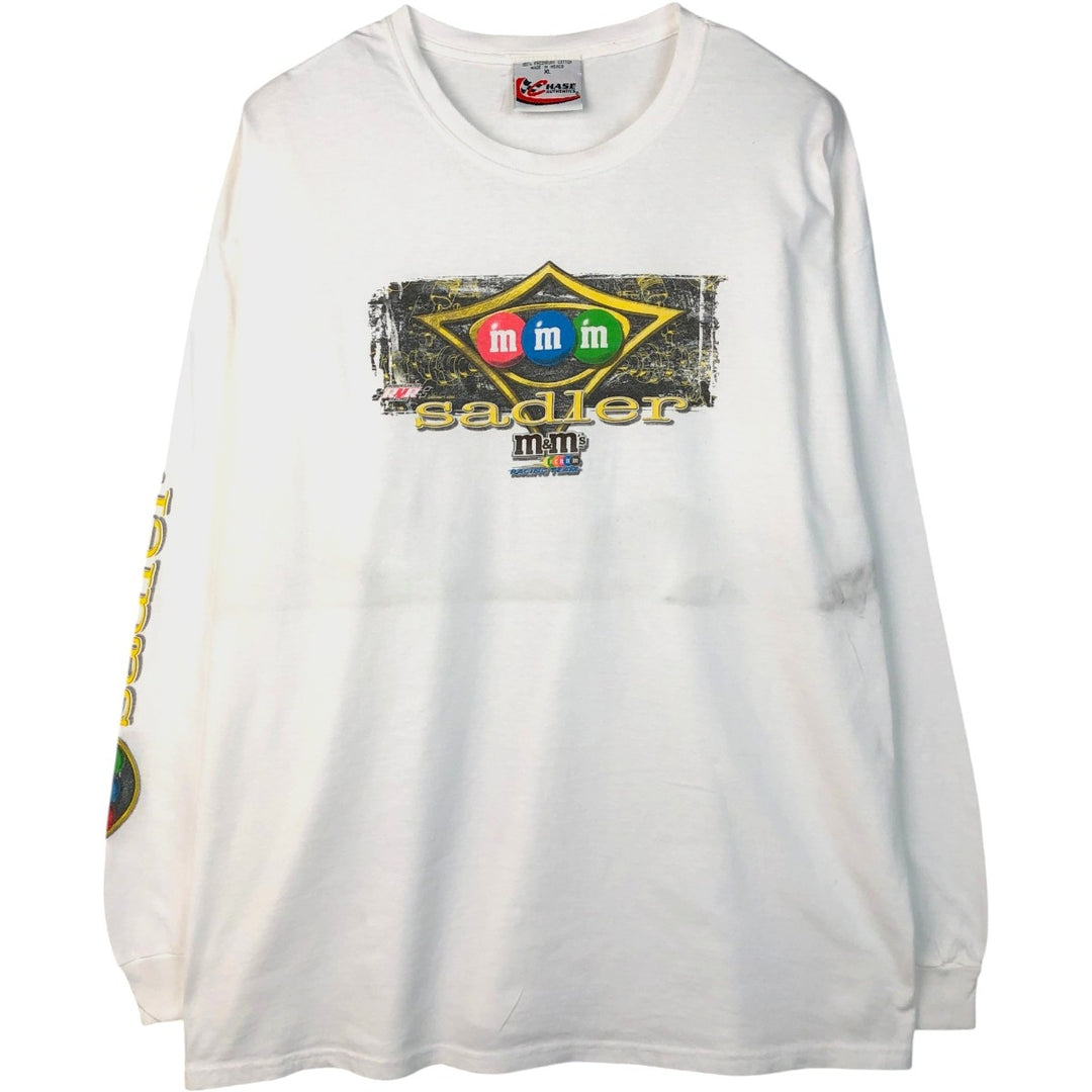 CHASE M And M's Advertising Long-Sleeve T-Shirt (Men's XL equivalent) cotton white type Vintage Second Hand
