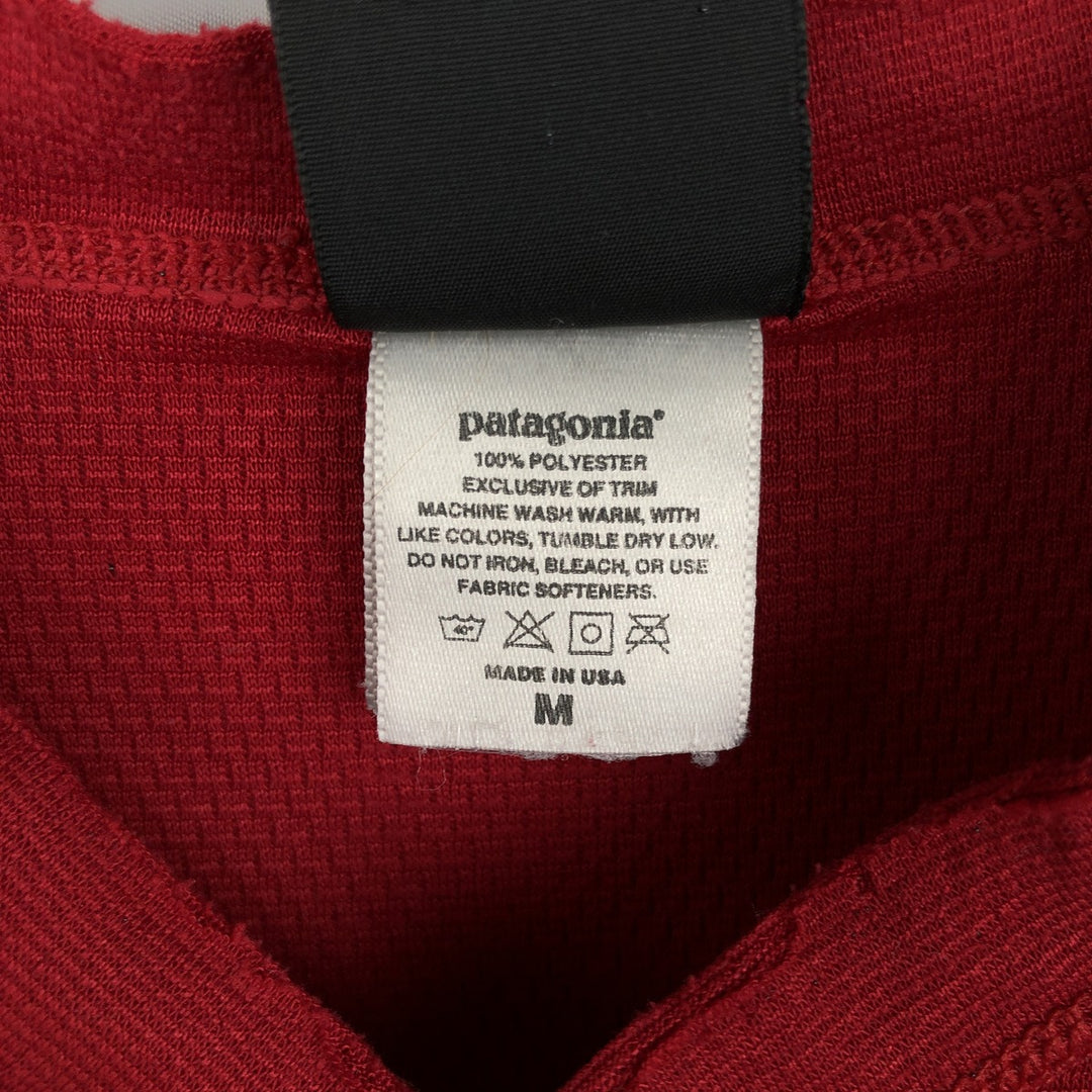 1990'S Patagonia Capilene Henley Neck Long-Sleeve T-Shirt, Made in USA, Men's Size M (Equivalent), Vintage polyester red type Vintage Second Hand