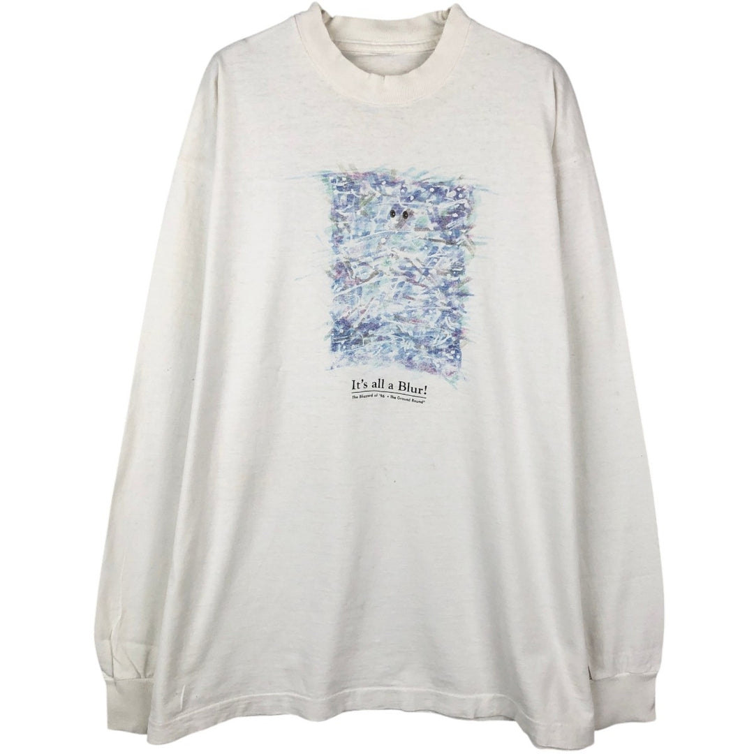 90'S Long-Sleeve T-Shirt, Men's Size XL (Equivalent), Vintage unclear white type Vintage Second Hand