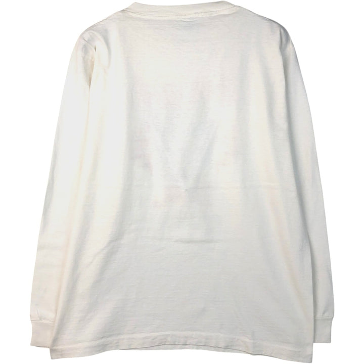 80'S ALORE Advertising Long-Sleeve T-Shirt, Made in USA, Men's Size L (Equivalent), Vintage cotton white type Vintage Second Hand