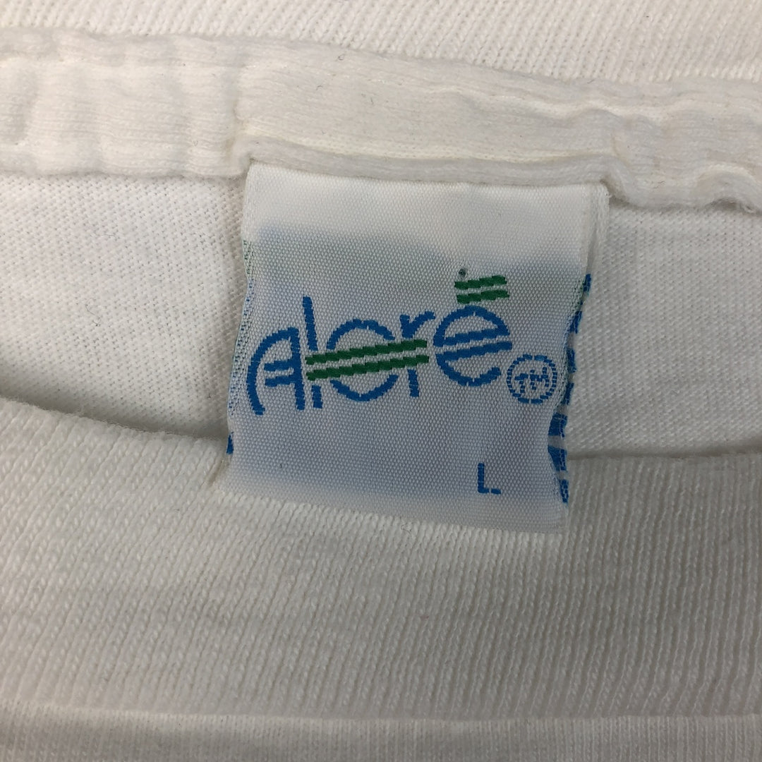 80'S ALORE Advertising Long-Sleeve T-Shirt, Made in USA, Men's Size L (Equivalent), Vintage cotton white type Vintage Second Hand