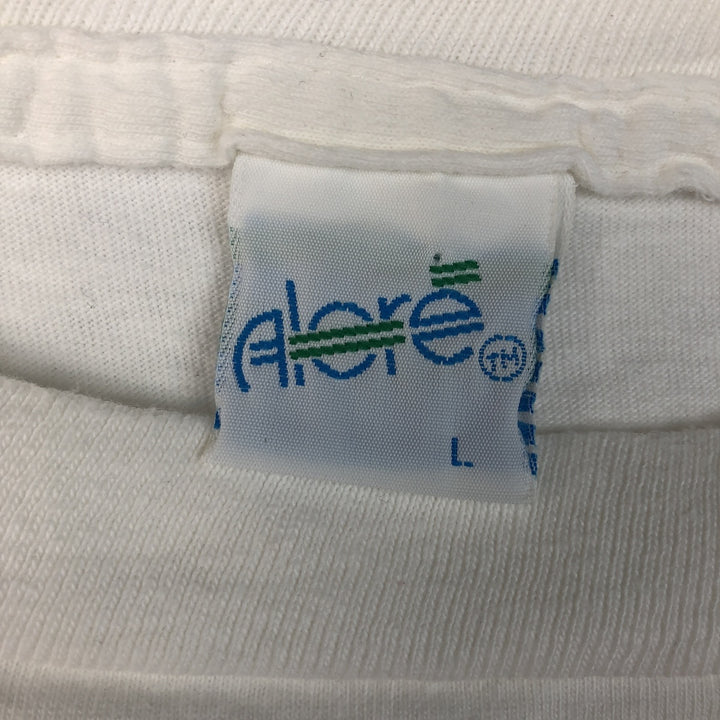 80'S ALORE Advertising Long-Sleeve T-Shirt, Made in USA, Men's Size L (Equivalent), Vintage cotton white type Vintage Second Hand