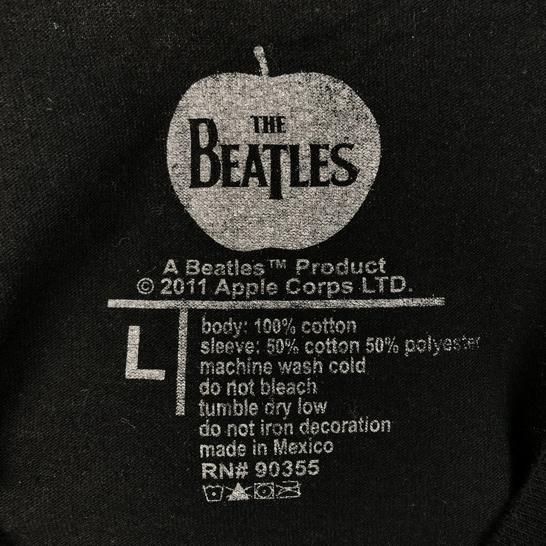 THE BEATLES Layered Long-Sleeve T-Shirt (Men's Size L) cotton black type Vintage Second Hand