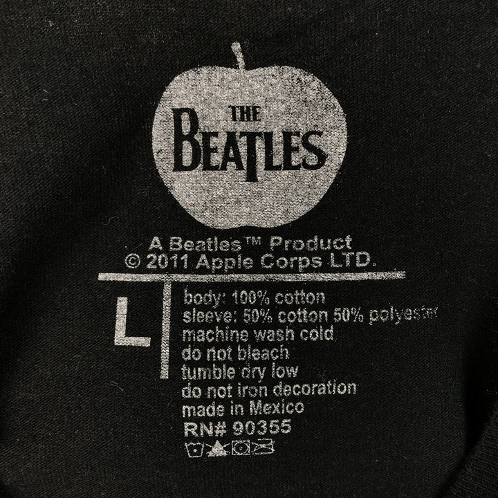 THE BEATLES Layered Long-Sleeve T-Shirt (Men's Size L) cotton black type Vintage Second Hand