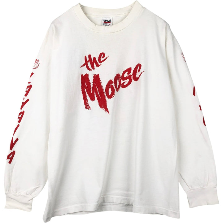 90'S Anvil Long Sleeve T-Shirt, Made in USA, Men's L Size, Vintage cotton white type Vintage Second Hand
