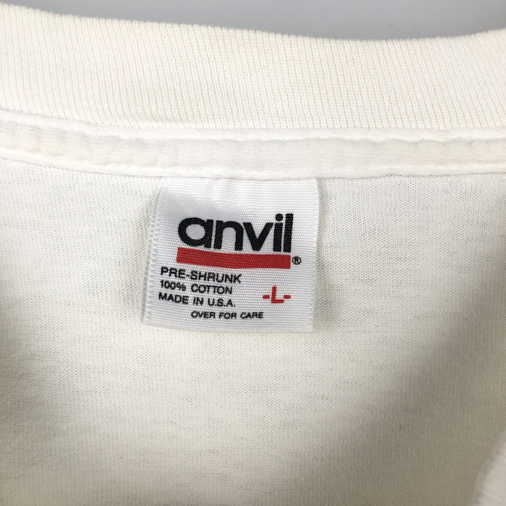 90'S Anvil Long Sleeve T-Shirt, Made in USA, Men's L Size, Vintage cotton white type Vintage Second Hand