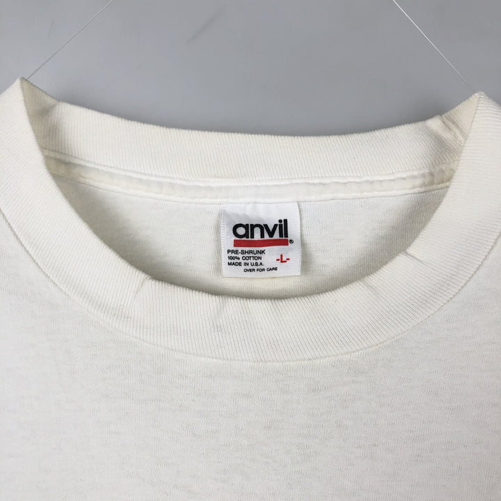 90'S Anvil Long Sleeve T-Shirt, Made in USA, Men's L Size, Vintage cotton white type Vintage Second Hand