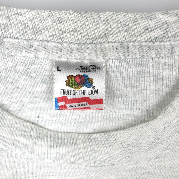90'S Fruit of the Loom Long Sleeve T-Shirt, Made in USA, Men's Size L, Vintage cotton white type Vintage Second Hand