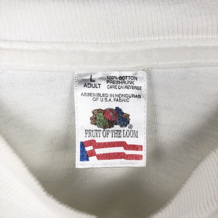 90'S Fruit of the Loom Long-Sleeve T-Shirt, Men's Size L (Equivalent), Vintage cotton white type Vintage Second Hand