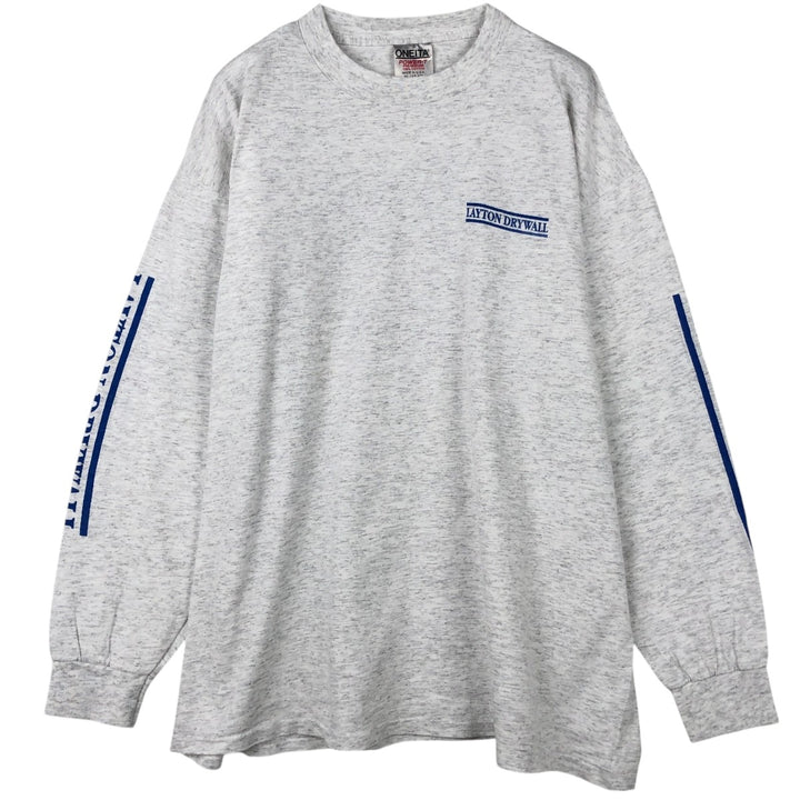 90'S Oneita POWER-T Long Sleeve T-Shirt, Made in USA, Men's Size XL, Vintage cotton pale white type Vintage Second Hand