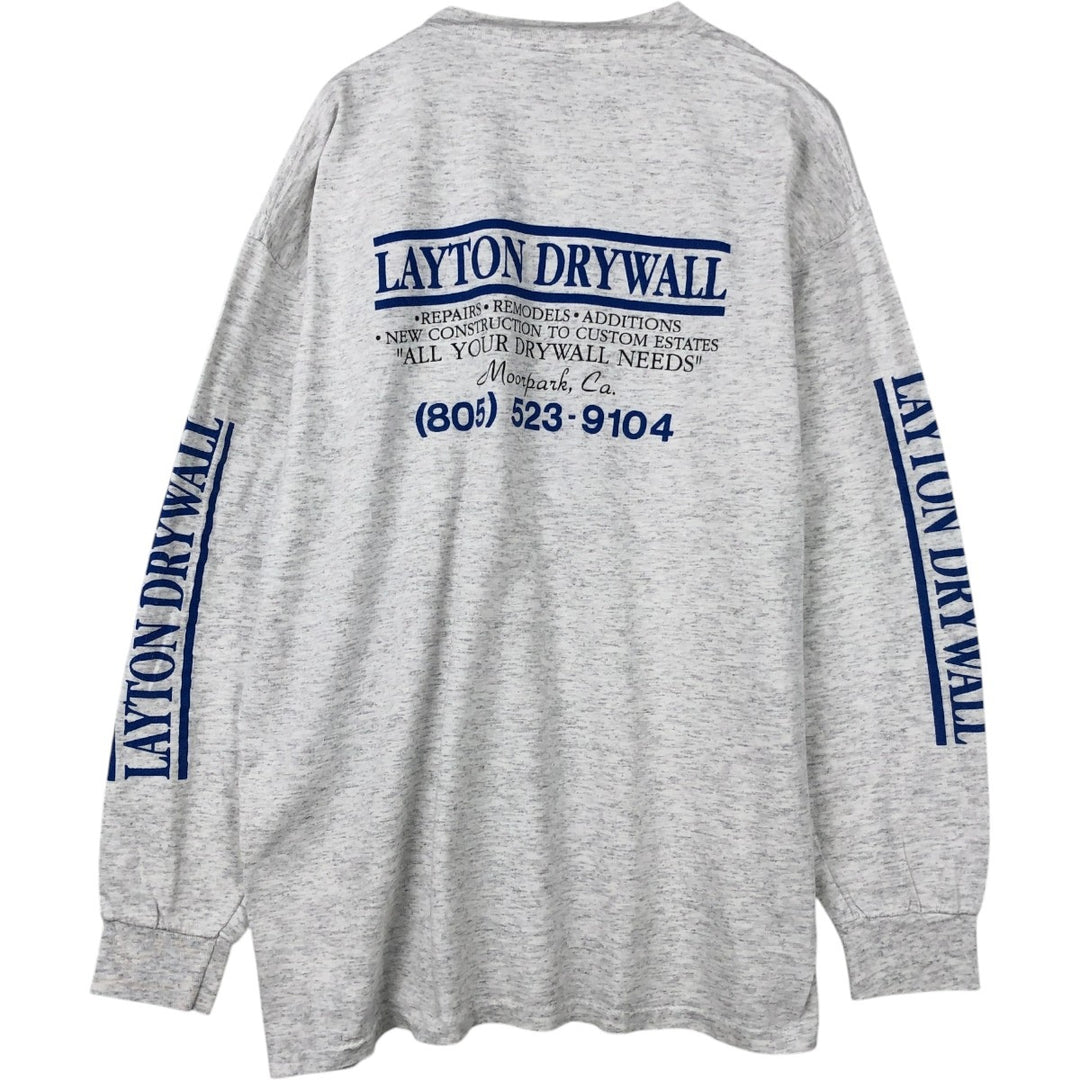 90'S Oneita POWER-T Long Sleeve T-Shirt, Made in USA, Men's Size XL, Vintage cotton pale white type Vintage Second Hand