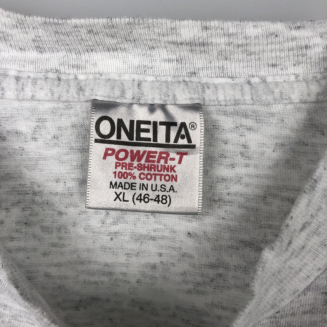 90'S Oneita POWER-T Long Sleeve T-Shirt, Made in USA, Men's Size XL, Vintage cotton pale white type Vintage Second Hand