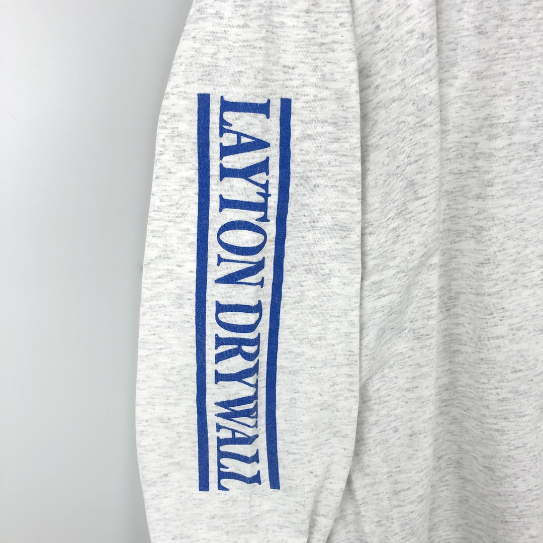 90'S Oneita POWER-T Long Sleeve T-Shirt, Made in USA, Men's Size XL, Vintage cotton pale white type Vintage Second Hand