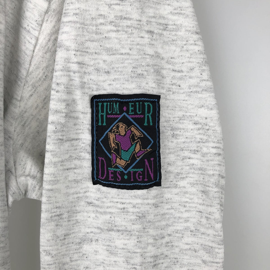 90'S HUMEUR DESIGN Long-Sleeve T-Shirt, Made in Canada, Men's Size M (approx.), Vintage cotton pale white type Vintage Second Hand