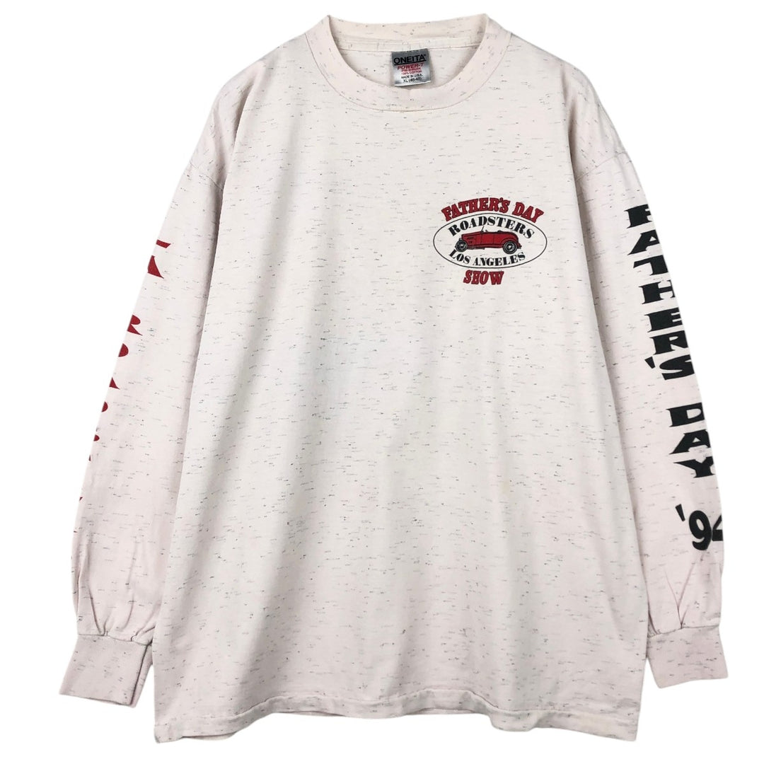 90'S Oneita POWER-T Long Sleeve T-Shirt, Made in USA, Men's Size XL, Vintage cotton white type Vintage Second Hand