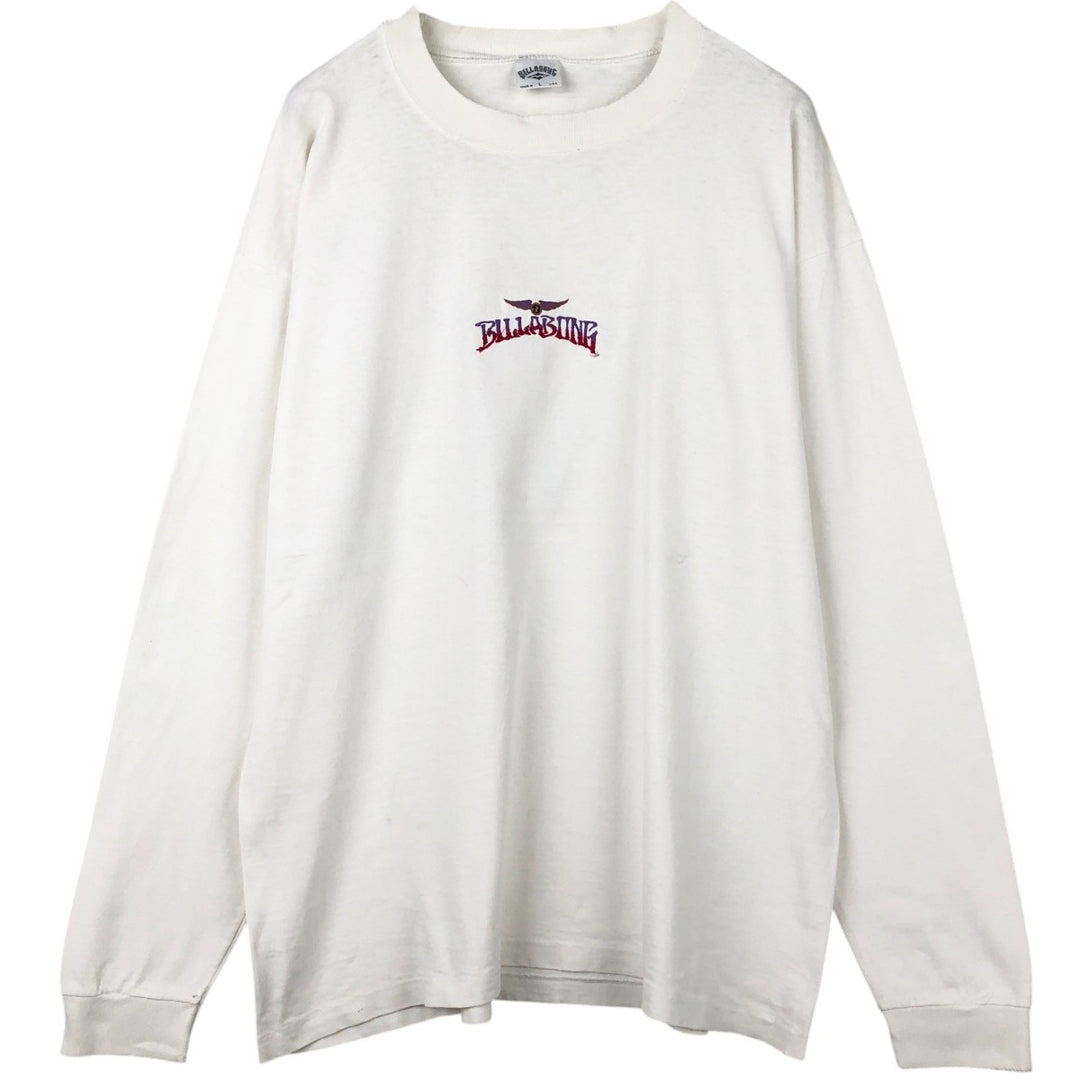 90'S BILLABONG Long-Sleeve T-Shirt, Made in USA, Men's Size L (Equivalent), Vintage cotton white type Vintage Second Hand