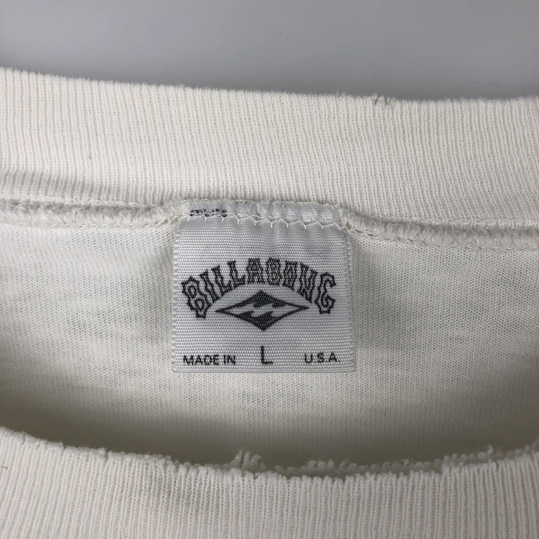 90'S BILLABONG Long-Sleeve T-Shirt, Made in USA, Men's Size L (Equivalent), Vintage cotton white type Vintage Second Hand