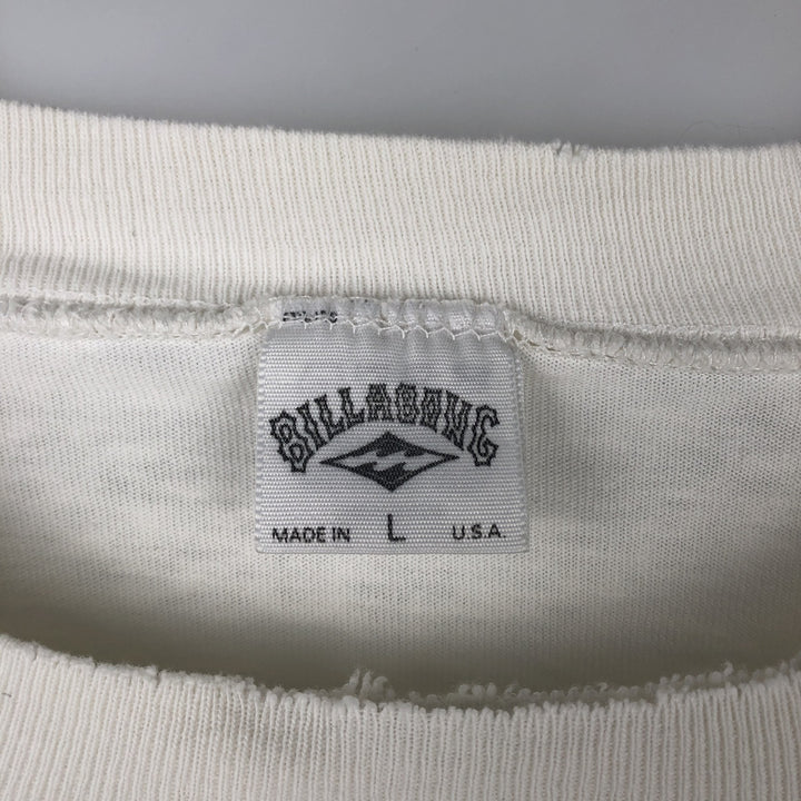 90'S BILLABONG Long-Sleeve T-Shirt, Made in USA, Men's Size L (Equivalent), Vintage cotton white type Vintage Second Hand