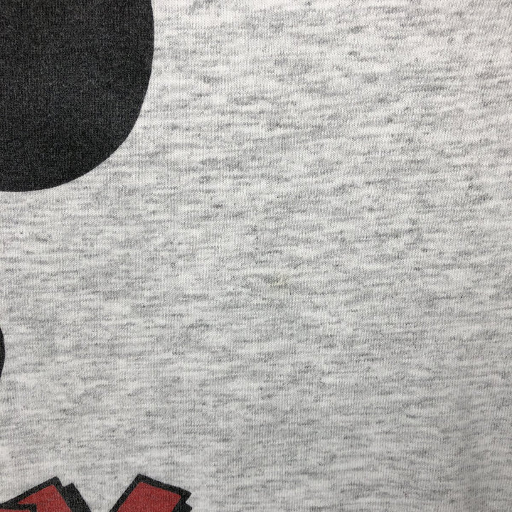 80'S Disney Mickey Mouse Hooded Character Print Long-Sleeve T-Shirt, Made in USA, Men's Size L (Equivalent), Vintage cotton pale white type Vintage Second Hand