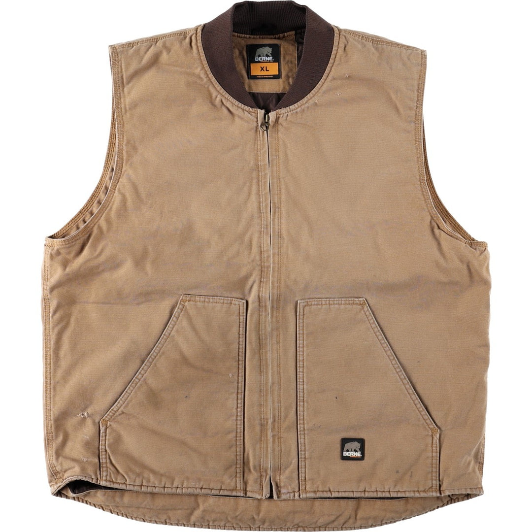 BERNE Padded Duck Vest, Men's Size XL cotton Beige type Vintage Second Hand