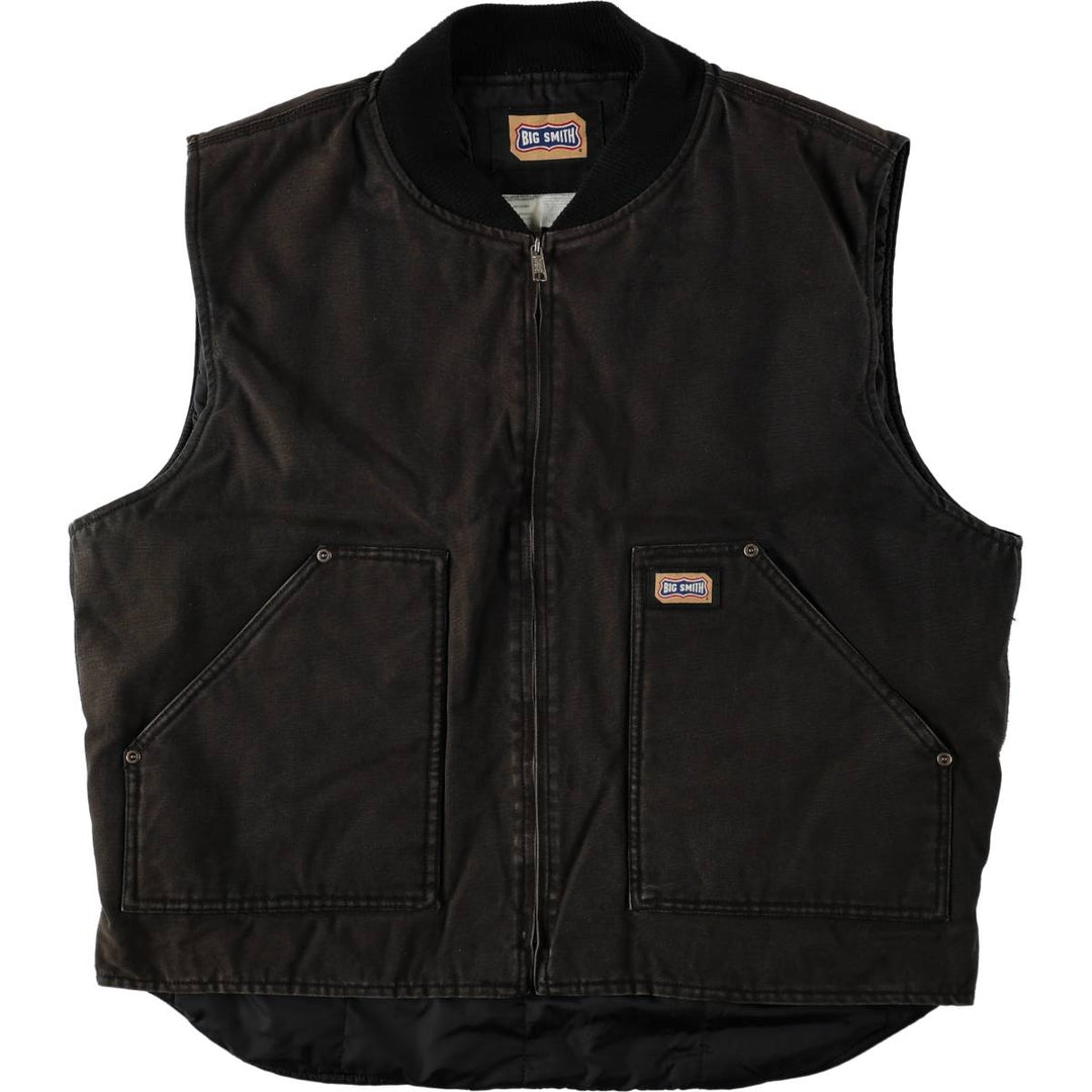 Big Smith padded duck vest, made in Russia, men's size XL equivalent. cotton black type Vintage Second Hand