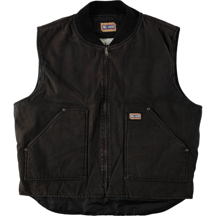 Big Smith padded duck vest, made in Russia, men's size XL equivalent. cotton black type Vintage Second Hand