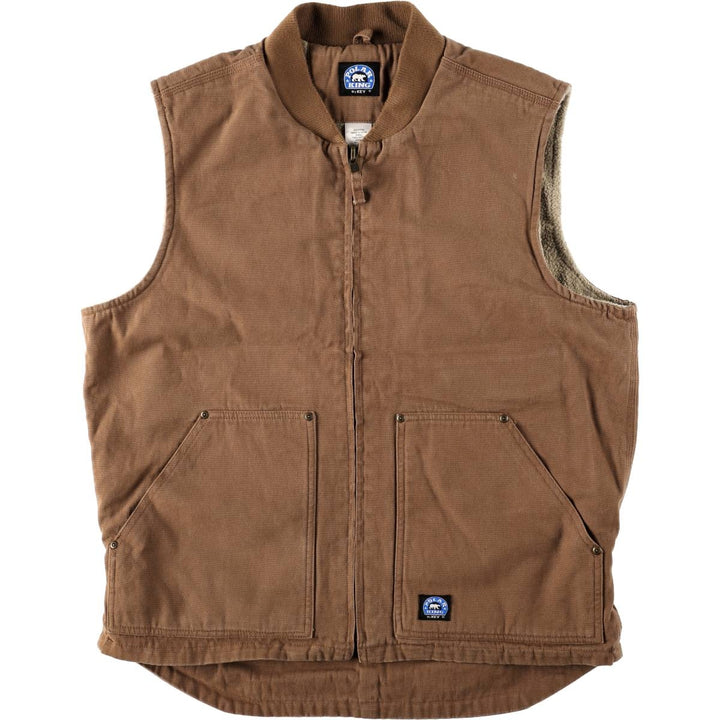 Key POLAR KING Duck Vest, Men's Size L (approx.) cotton brown type Vintage Second Hand