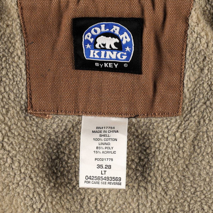 Key POLAR KING Duck Vest, Men's Size L (approx.) cotton brown type Vintage Second Hand