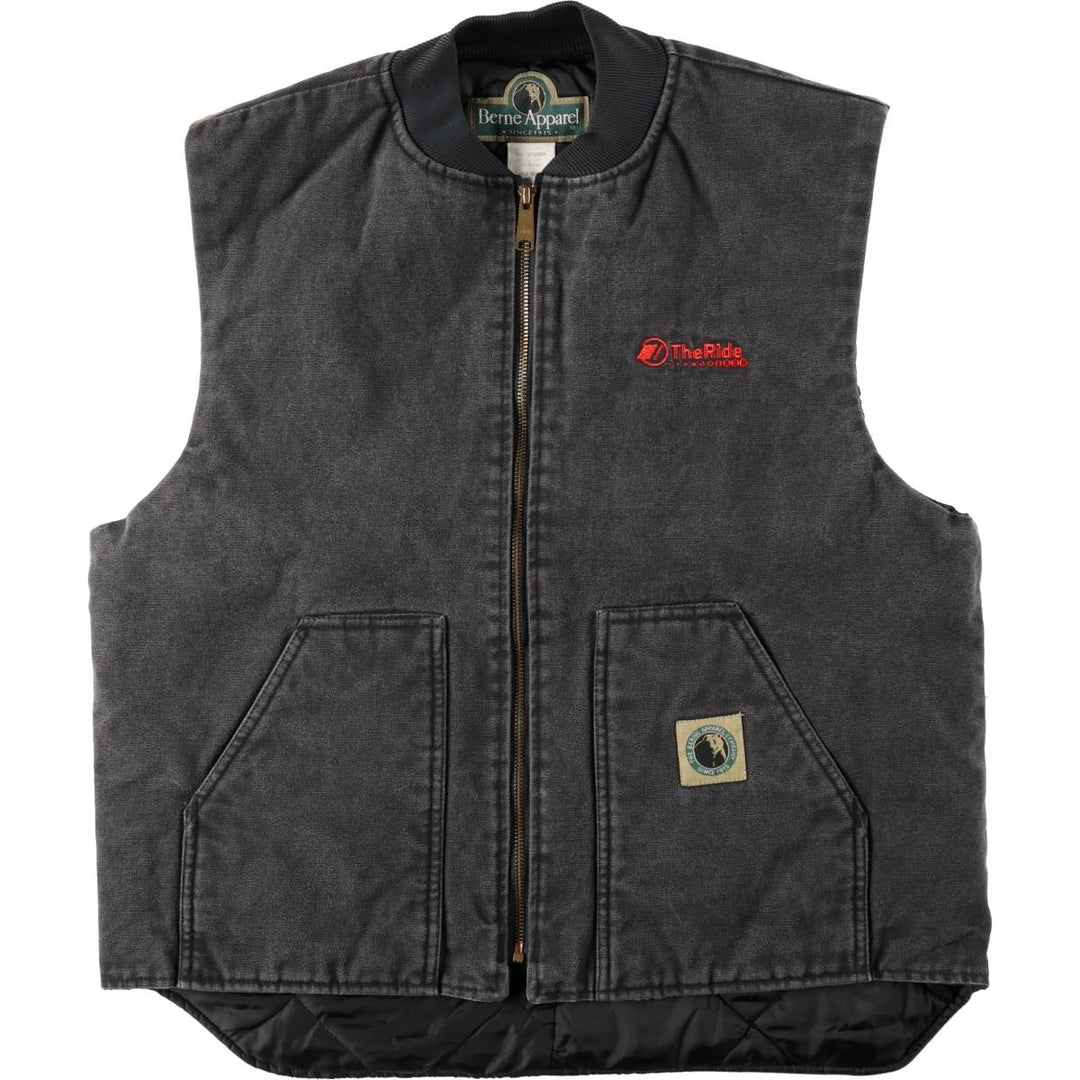 1990'S Berne Apparel Padded Duck Vest, Men's Size L (approx.), Vintage cotton Charcoal Vintage Second Hand
