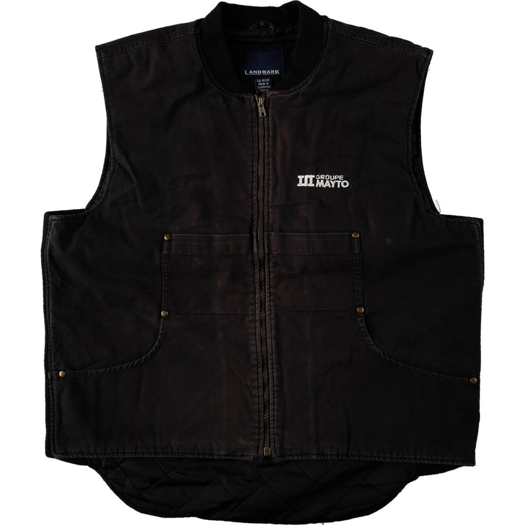 LANDMARK Padded Duck Vest, Men's Size XL (approx.) cotton black type Vintage Second Hand
