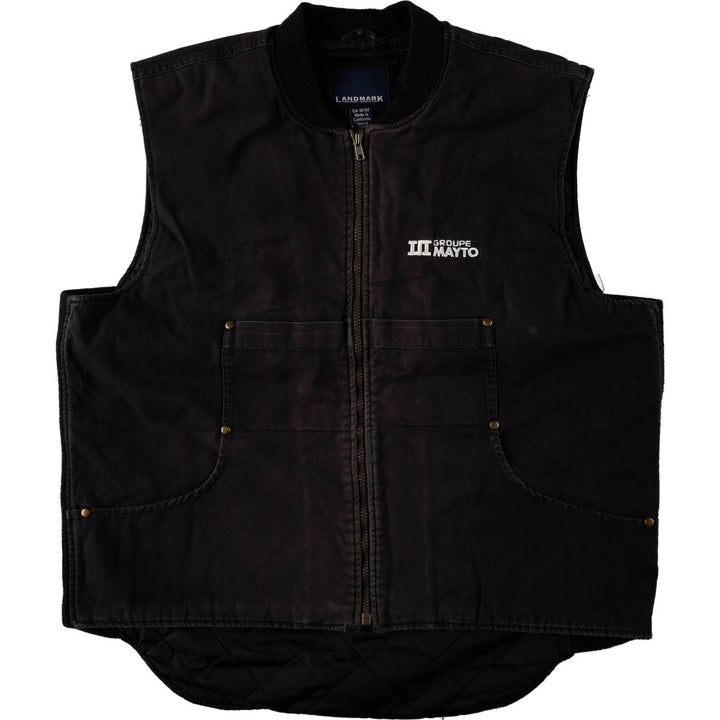 LANDMARK Padded Duck Vest, Men's Size XL (approx.) cotton black type Vintage Second Hand