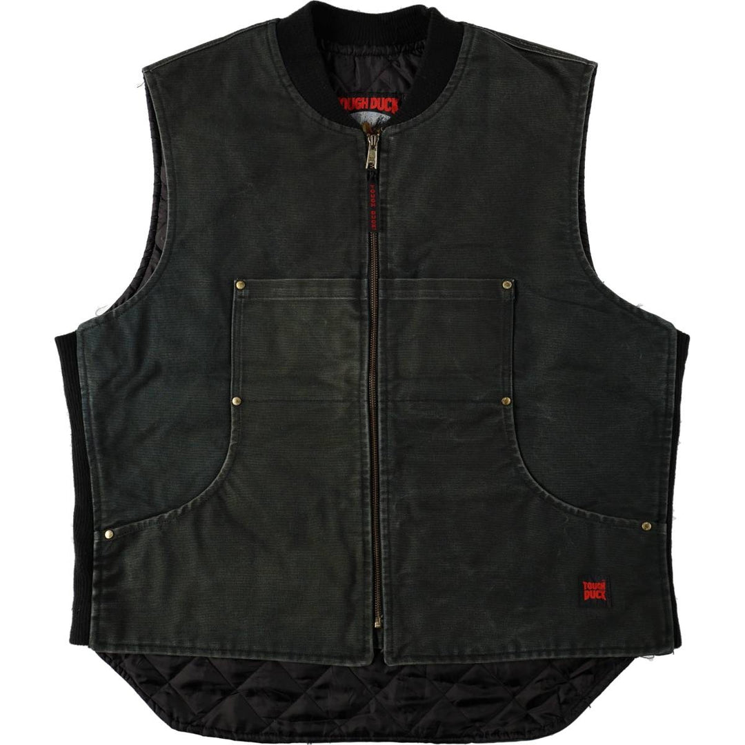 TOUGH DUCK Padded Duck Vest, Men's XL (approx.) cotton Khaki type Vintage Second Hand