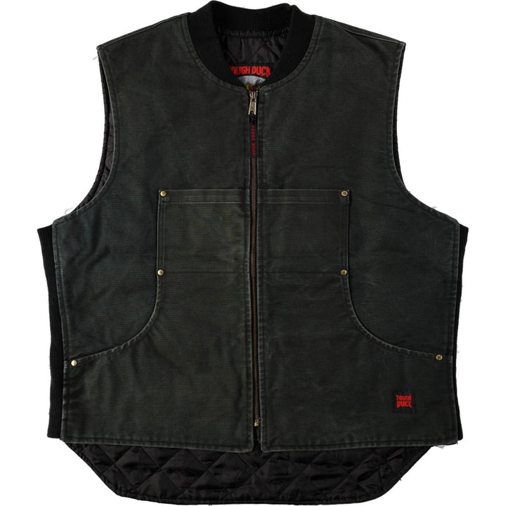 TOUGH DUCK Padded Duck Vest, Men's XL (approx.) cotton Khaki type Vintage Second Hand