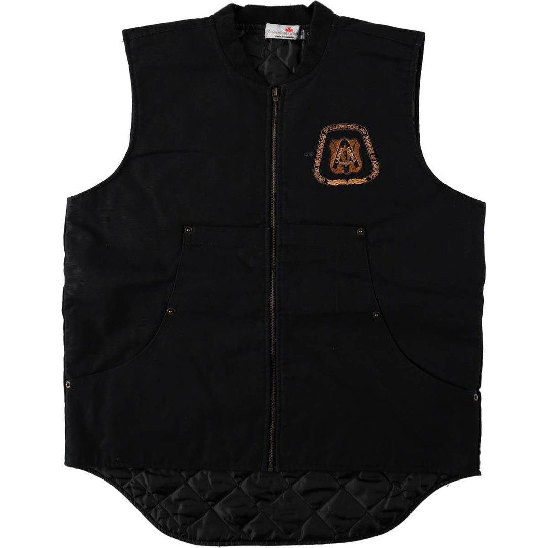 Carpenters Union Padded Duck Vest, Made in Canada, Men's Size L cotton black type Vintage Second Hand