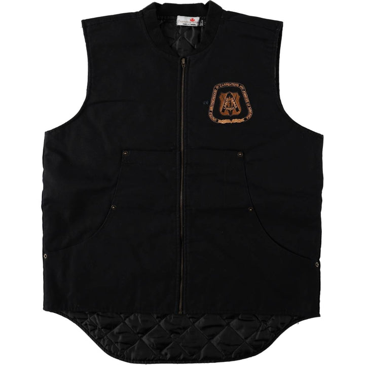 Carpenters Union Padded Duck Vest, Made in Canada, Men's Size L cotton black type Vintage Second Hand