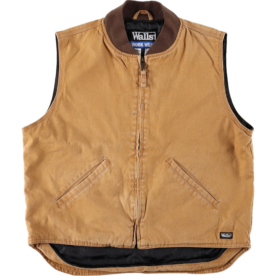 WALLS Padded Duck Vest, Men's Size L (approx.) cotton Camel type Vintage Second Hand