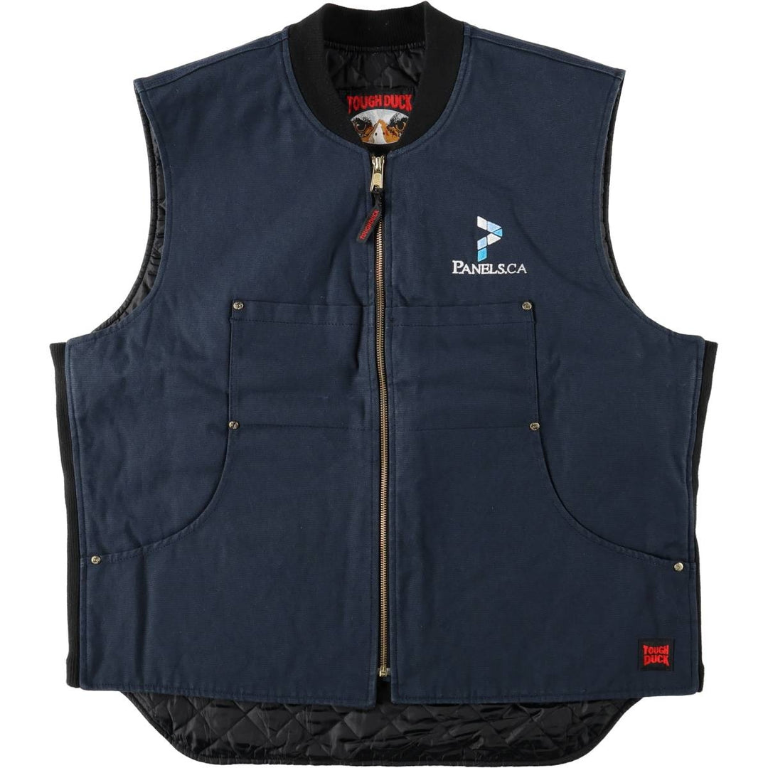 TOUGH DUCK Padded Duck Vest, Men's XL (approx.) cotton navy blue type Vintage Second Hand