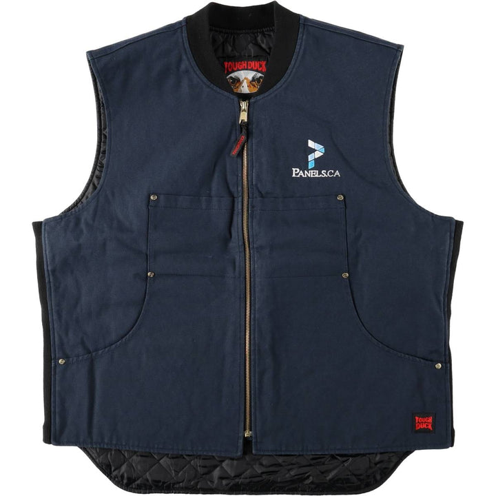 TOUGH DUCK Padded Duck Vest, Men's XL (approx.) cotton navy blue type Vintage Second Hand