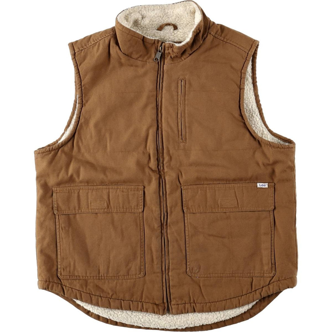Lee padded duck vest, men's size L (approx.) cotton brown type Vintage Second Hand