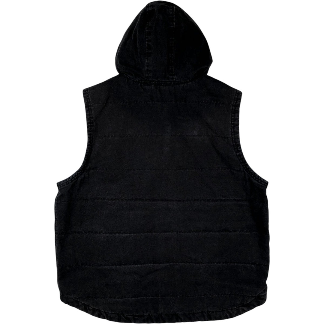 Wrangler WORK WEAR Hooded Padded Duck Vest, Men's Size XL (approx.) cotton black type Vintage Second Hand
