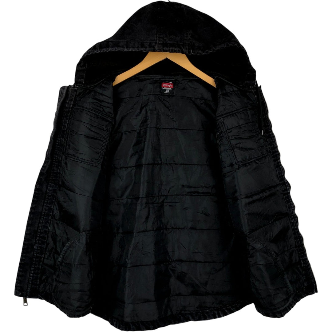 Wrangler WORK WEAR Hooded Padded Duck Vest, Men's Size XL (approx.) cotton black type Vintage Second Hand