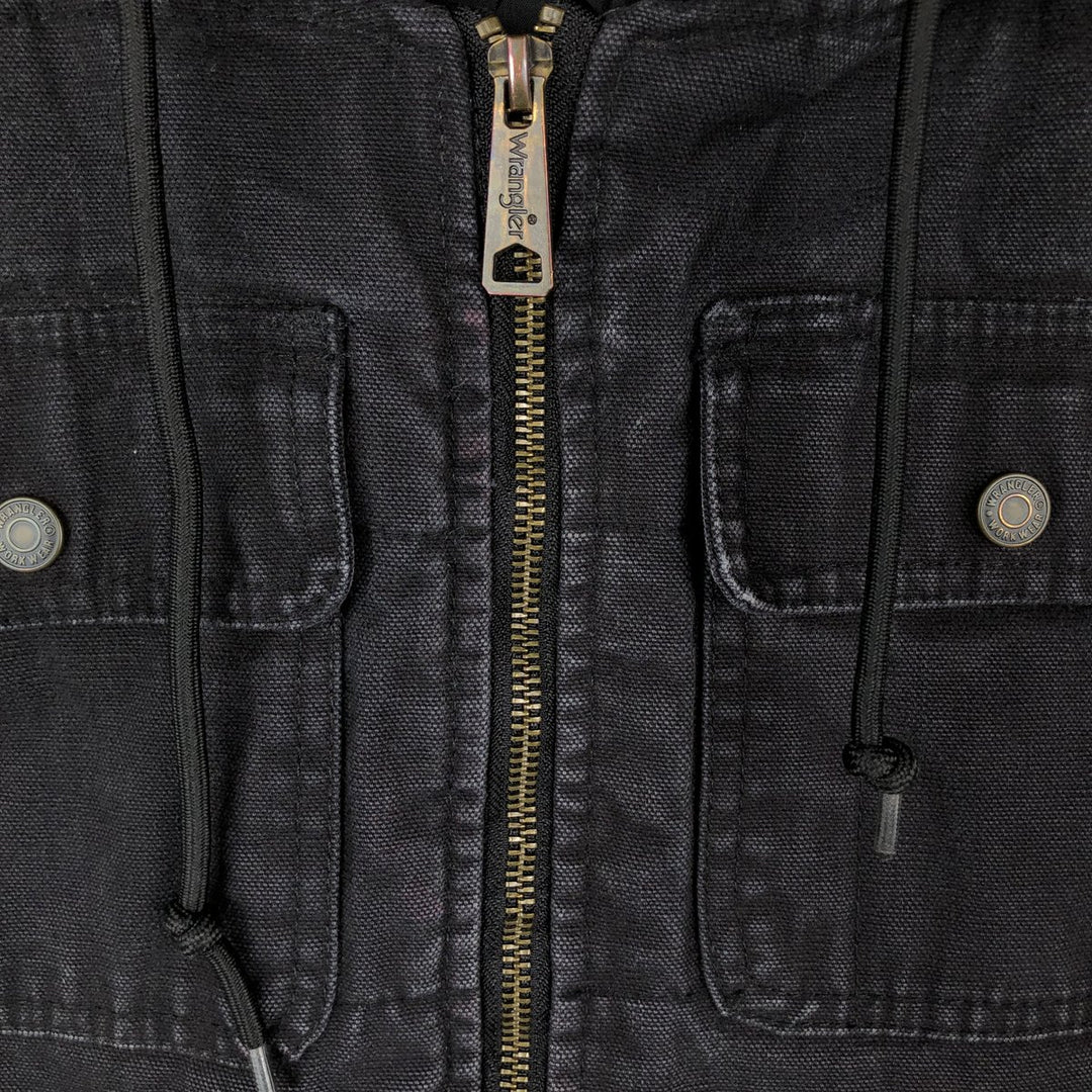 Wrangler WORK WEAR Hooded Padded Duck Vest, Men's Size XL (approx.) cotton black type Vintage Second Hand