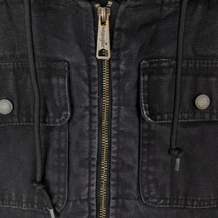 Wrangler WORK WEAR Hooded Padded Duck Vest, Men's Size XL (approx.) cotton black type Vintage Second Hand