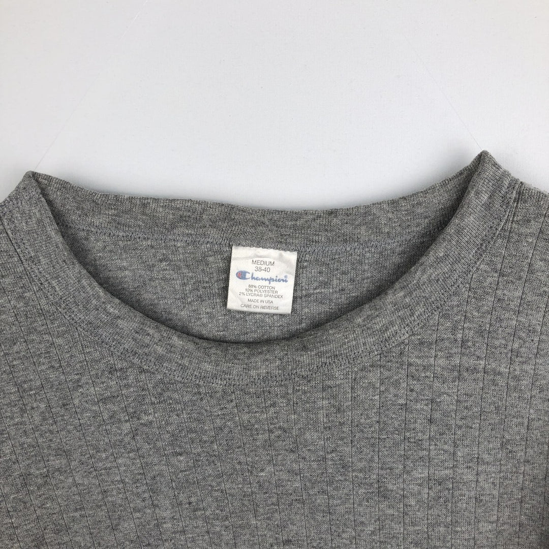 Champion Long-Sleeve T-Shirt, Made in USA, Men's Size M (Equivalent), Vintage cotton gray type Vintage Second Hand