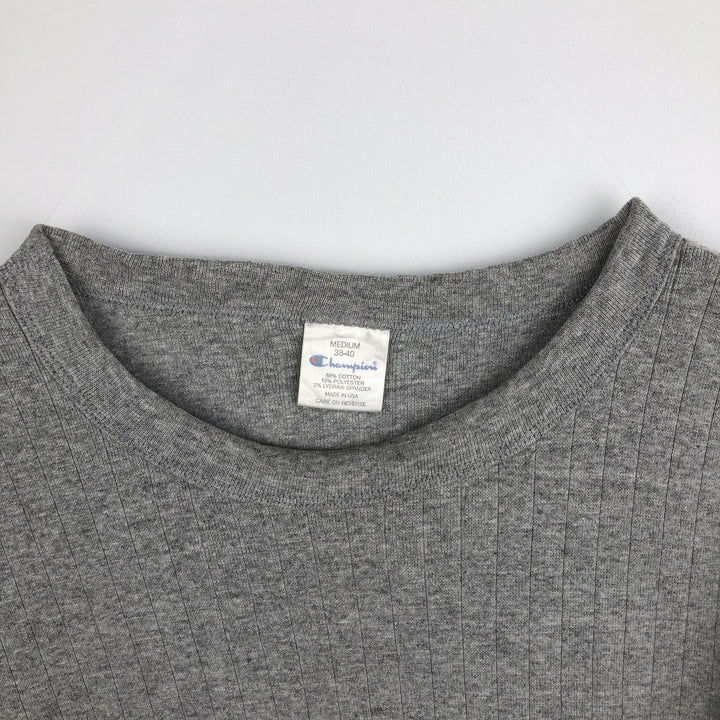 Champion Long-Sleeve T-Shirt, Made in USA, Men's Size M (Equivalent), Vintage cotton gray type Vintage Second Hand
