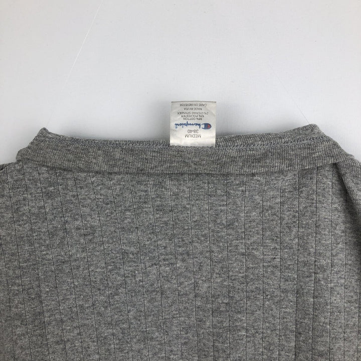 Champion Long-Sleeve T-Shirt, Made in USA, Men's Size M (Equivalent), Vintage cotton gray type Vintage Second Hand