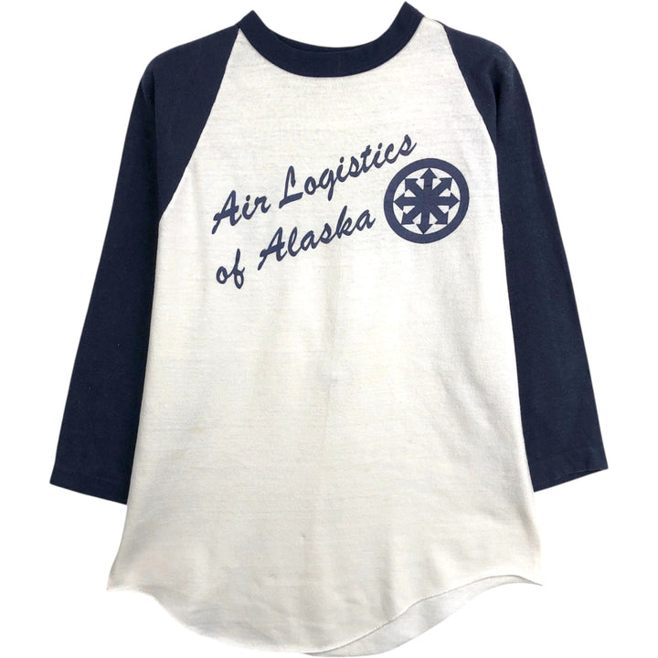 1970'S Vintage 7/8 Sleeve Raglan T-Shirt (Men's Size M equivalent) unclear navy blue type Vintage Second Hand