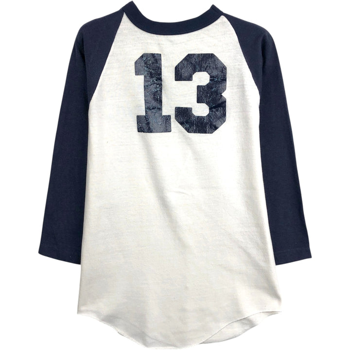 1970'S Vintage 7/8 Sleeve Raglan T-Shirt (Men's Size M equivalent) unclear navy blue type Vintage Second Hand